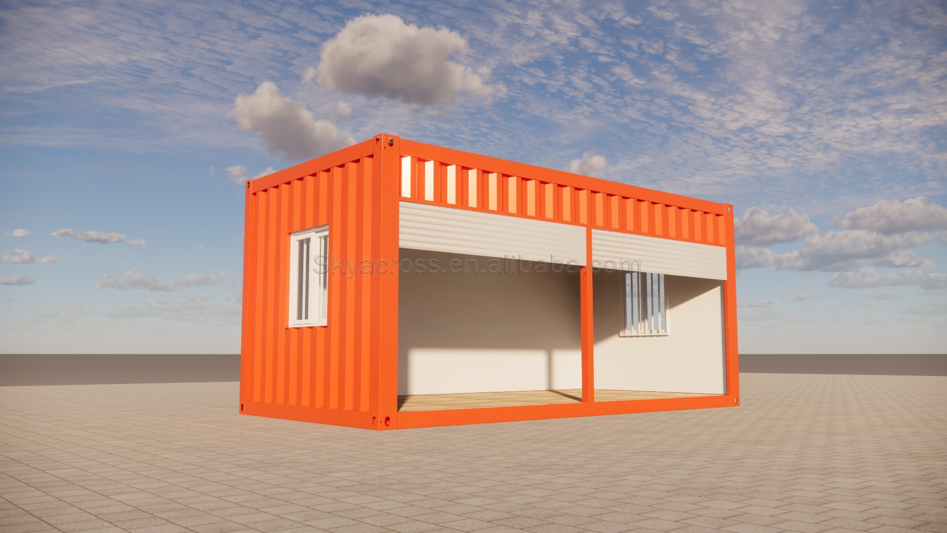 Foldable Flat Pack Shipping Prefabricated Container House Shop Garage Storage Storehouse with Roller Shutter Roll Up Door