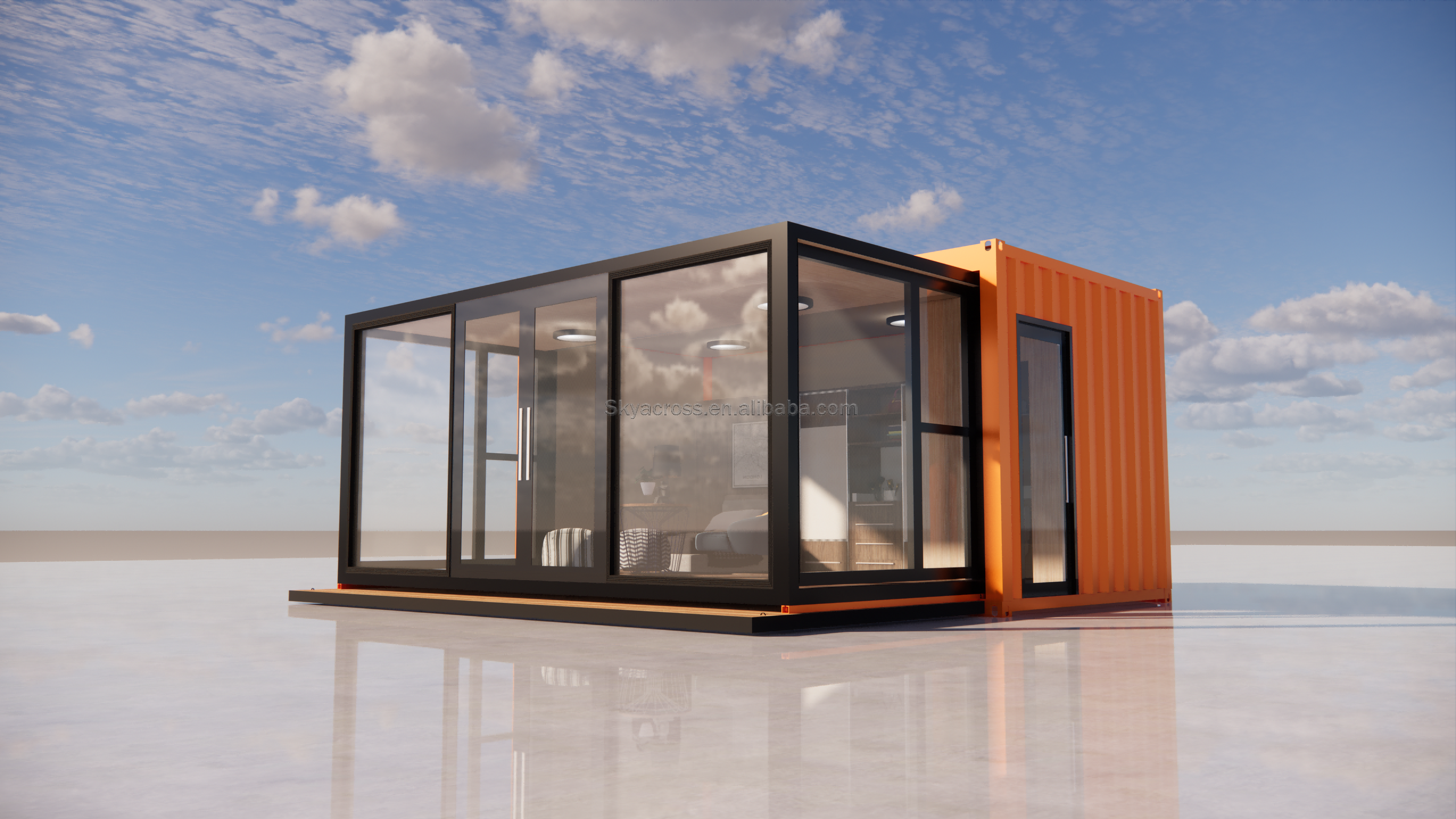 Luxury 20ft Prefabricated houses with kitchen,bathroom black shipping container house with one bedroom hotel use