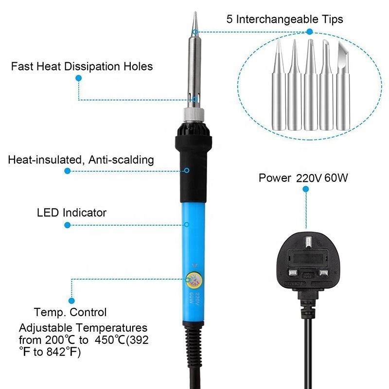 Multifunctional 60Watt Soldering Tools With Glue Gun,Skyasia Temperature Controlled Electric Soldering Iron Kit Set