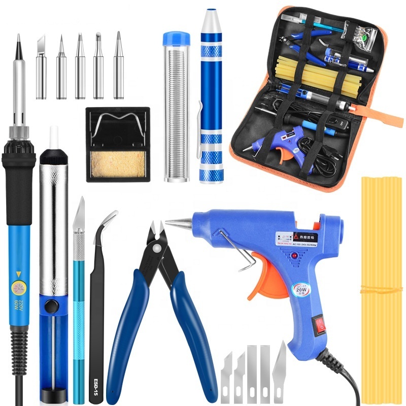 Multifunctional 60Watt Soldering Tools With Glue Gun,Skyasia Temperature Controlled Electric Soldering Iron Kit Set