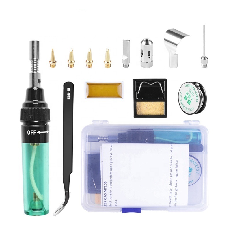 Dropshipping 13 in 1 Mini Butane Gas Soldering Iron Portable Kit Soldering Irons Torch Kit Pure Butane Inflatable