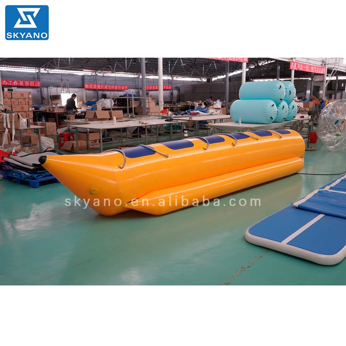 Inflatable banana boat water bike with tube floating