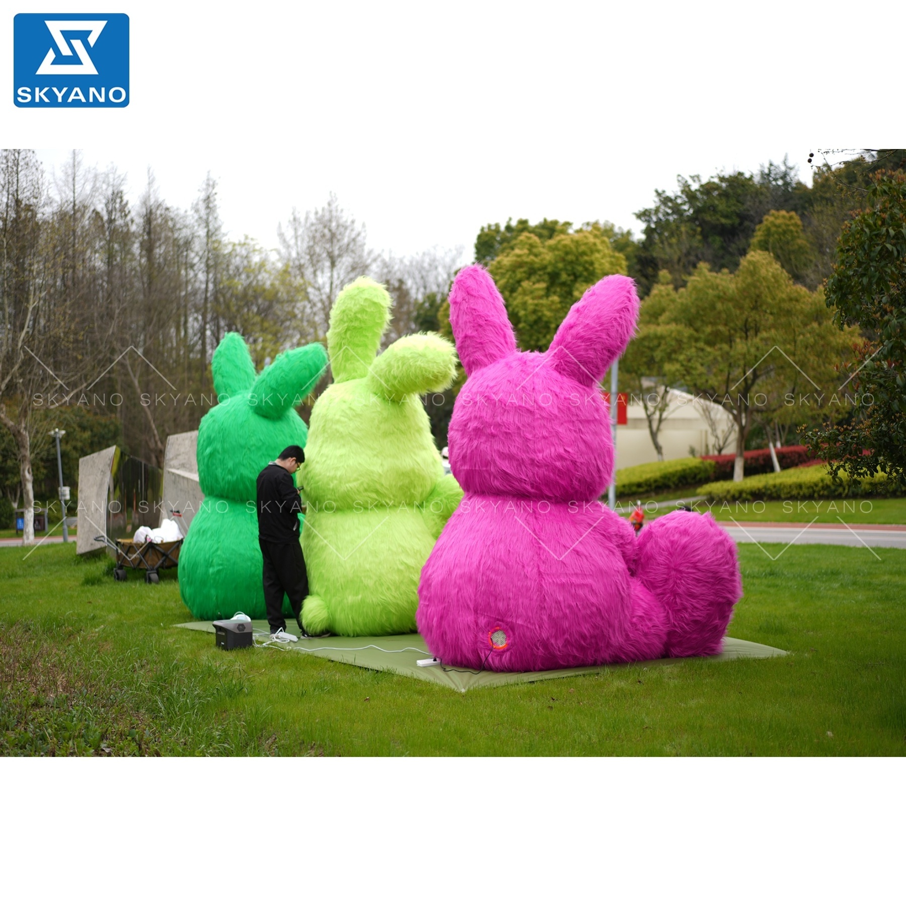 Custom Large Inflatable plush rabbit Model Advertising Holiday Decoration plush / 3pcs set