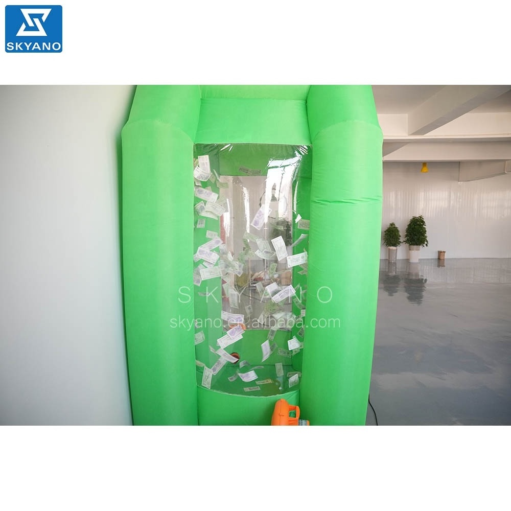 Inflatable Money Machine Booth Inflatable Cash Cube Machine with Air Blower for Event money grab games