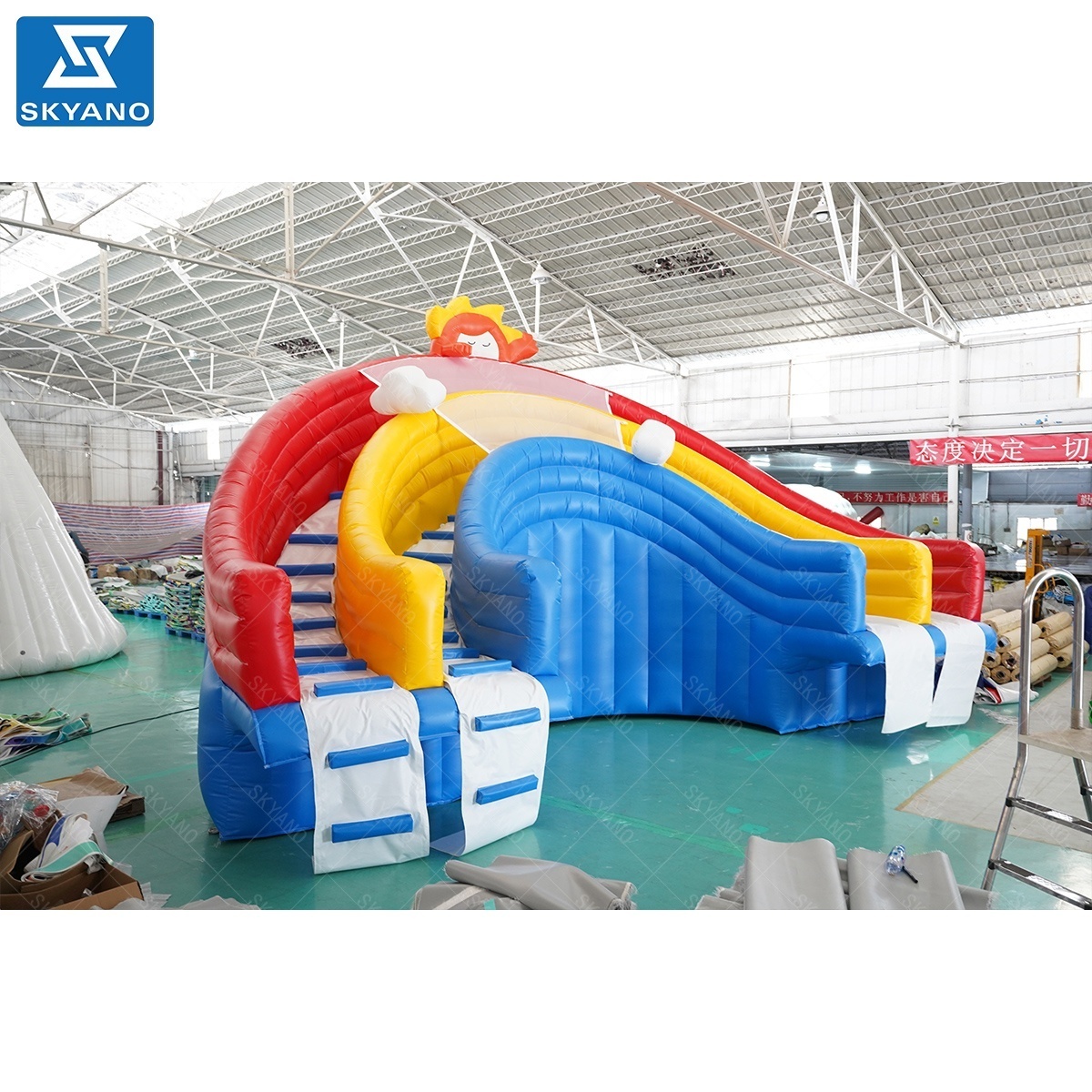 Inflatable rainbow water slide used with height of 80cm pool