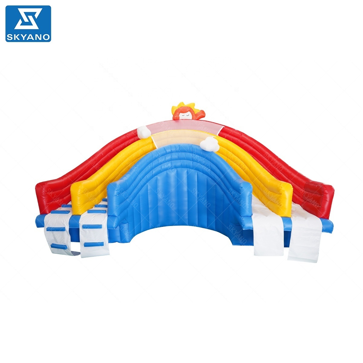 Inflatable rainbow water slide used with height of 80cm pool