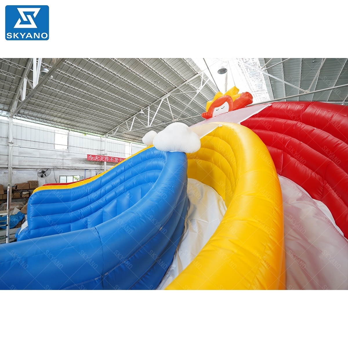 Inflatable rainbow water slide used with height of 80cm pool