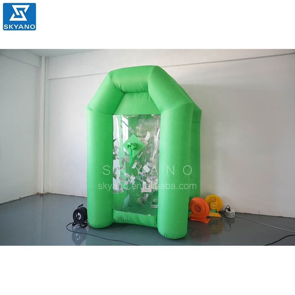 Inflatable Money Machine Booth Inflatable Cash Cube Machine with Air Blower for Event money grab games