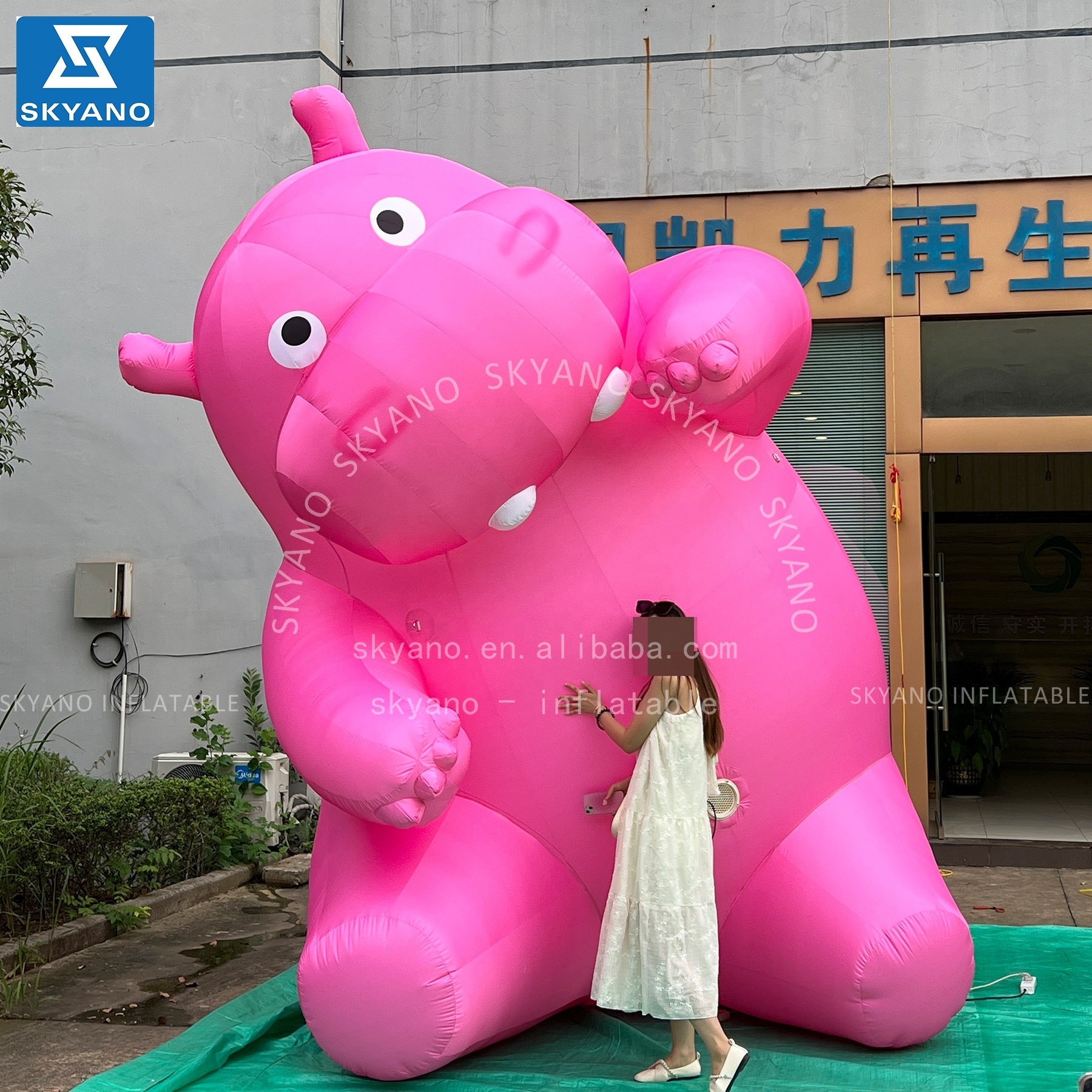 Inflatable animal sculpture inflatable pink hippopotamus commercial advertising decoration