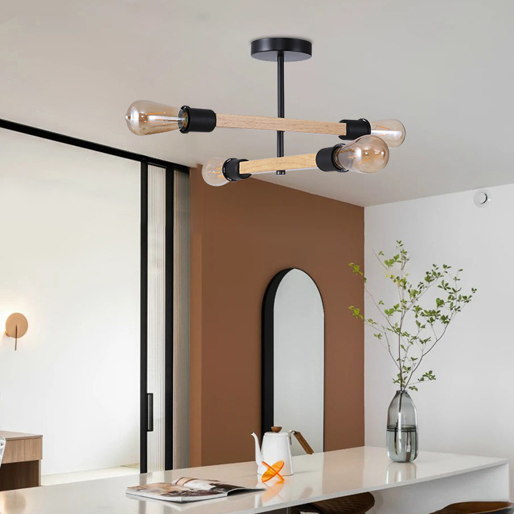 Complete Production Chain E27 Wood Lighting Fixture For Kitchen Island Dinning Room Pendant Lights