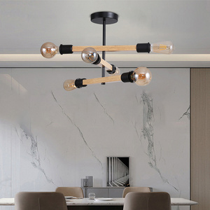 Complete Production Chain E27 Wood Lighting Fixture For Kitchen Island Dinning Room Pendant Lights