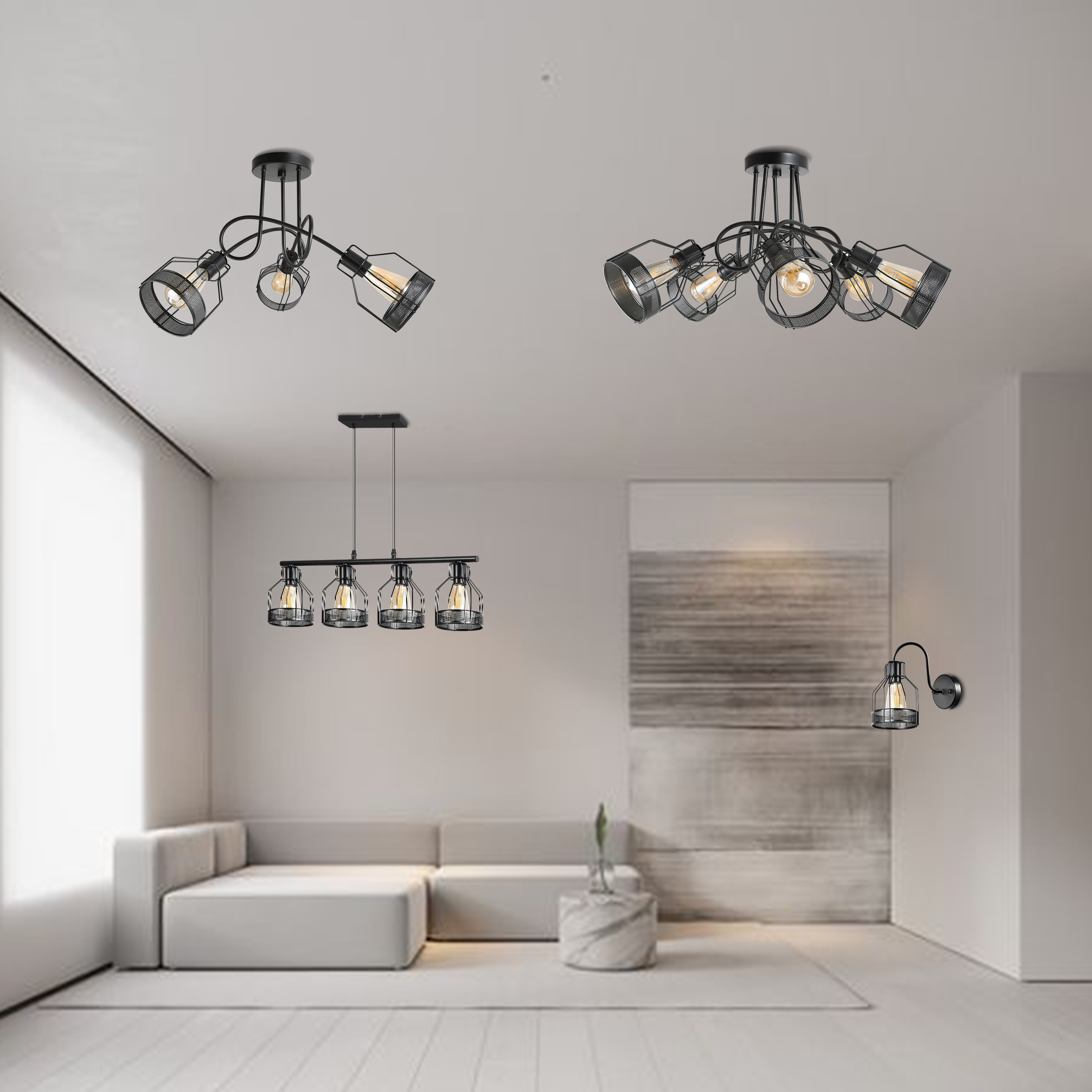 Unique Style Fashion Decoration Indoor Metal Bedroom Living Room Chandelier Modern E27 Black Ceiling Light