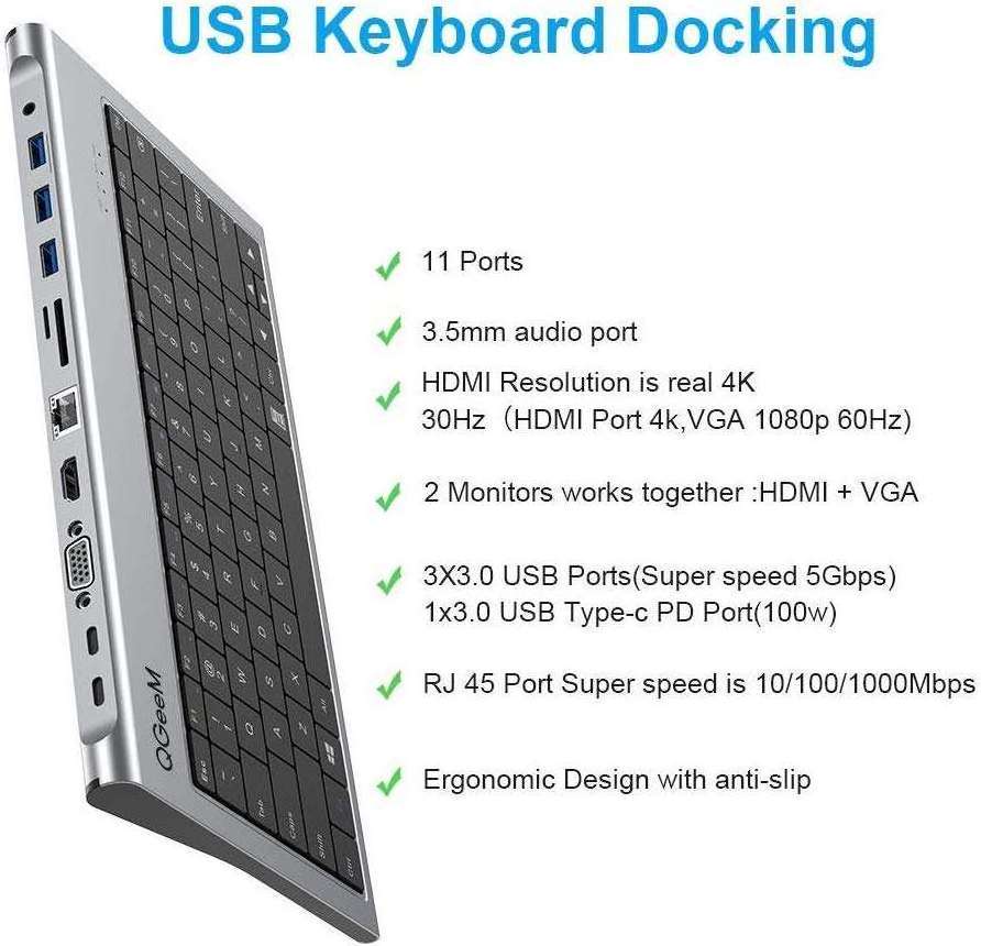 11 in 1 Hub USB C Docking Station with Keyboard with HDM I RJ45 Compatible with MacBook Pro i Pad Pro 11 in 1 Keyboard Hub