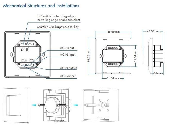 Skydance KS LED controller 110V 220V 240 VAC Rotary Panel AC Triac led Dimmer switch for Led bulb