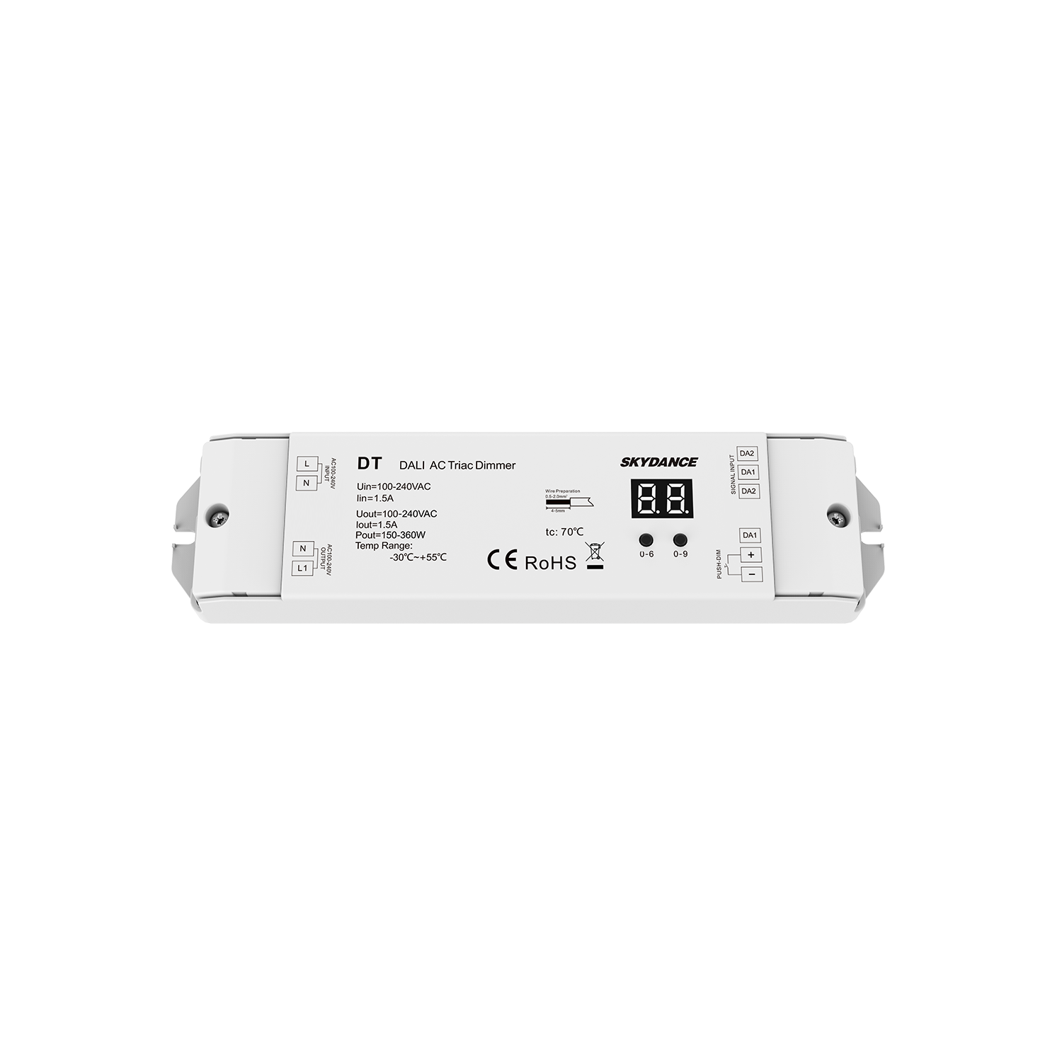 HOT 100V-240V AC DALI Triac dimmer Push Dim dali2 phase cut controller Reverse-phase or forward-phase 0-100% dimming 150W-360W