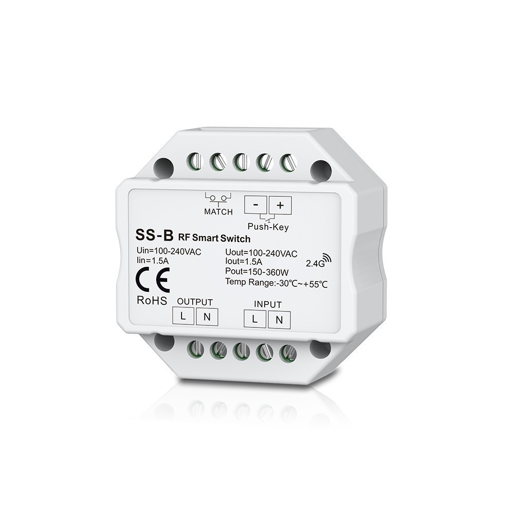 Skydance SS-B AC100-240V RF wireless 2.4G Led Smart  Switch dimmer wall no neutral  AC Push Switch smart for led lamps