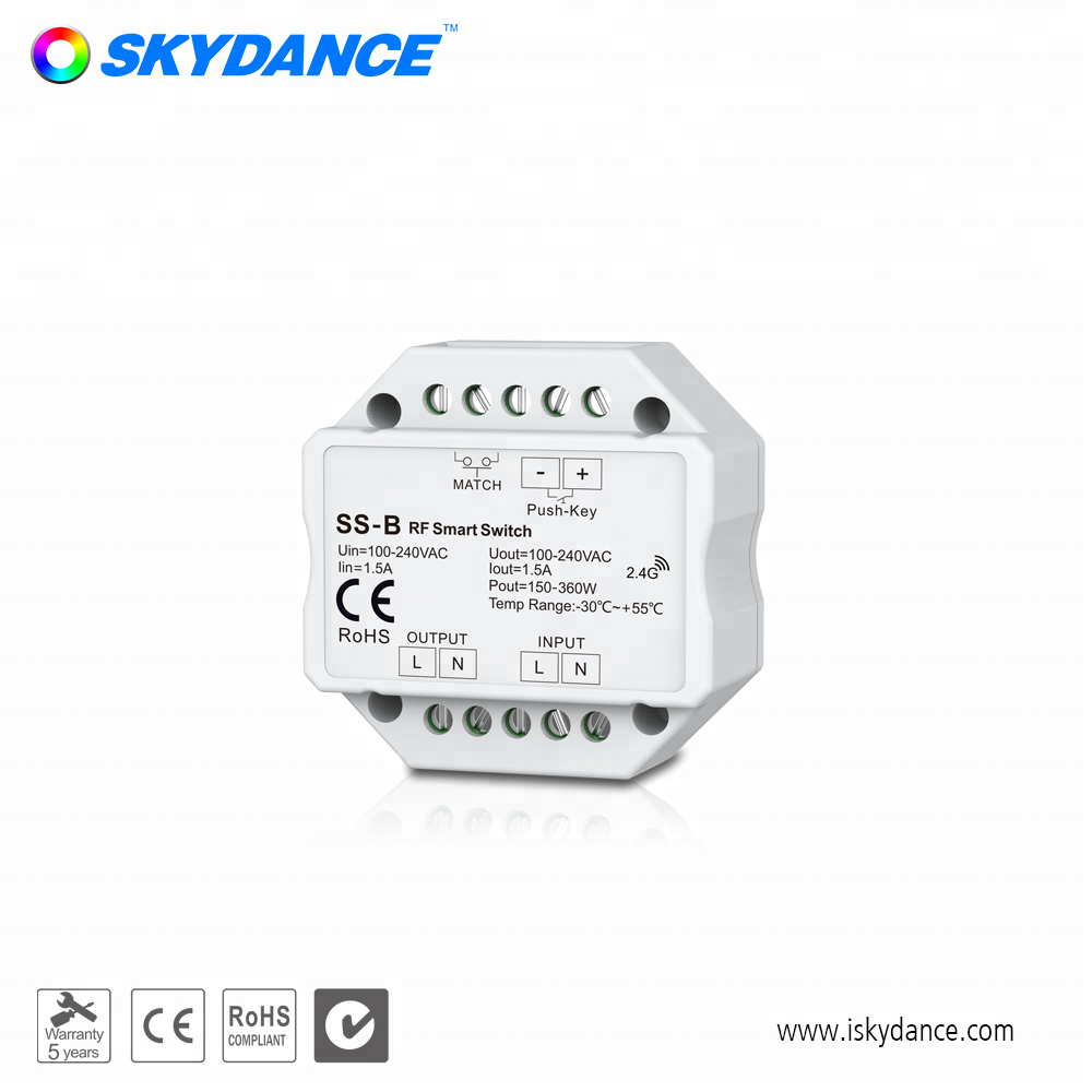 Skydance SS-B AC100-240V RF wireless 2.4G Led Smart  Switch dimmer wall no neutral  AC Push Switch smart for led lamps