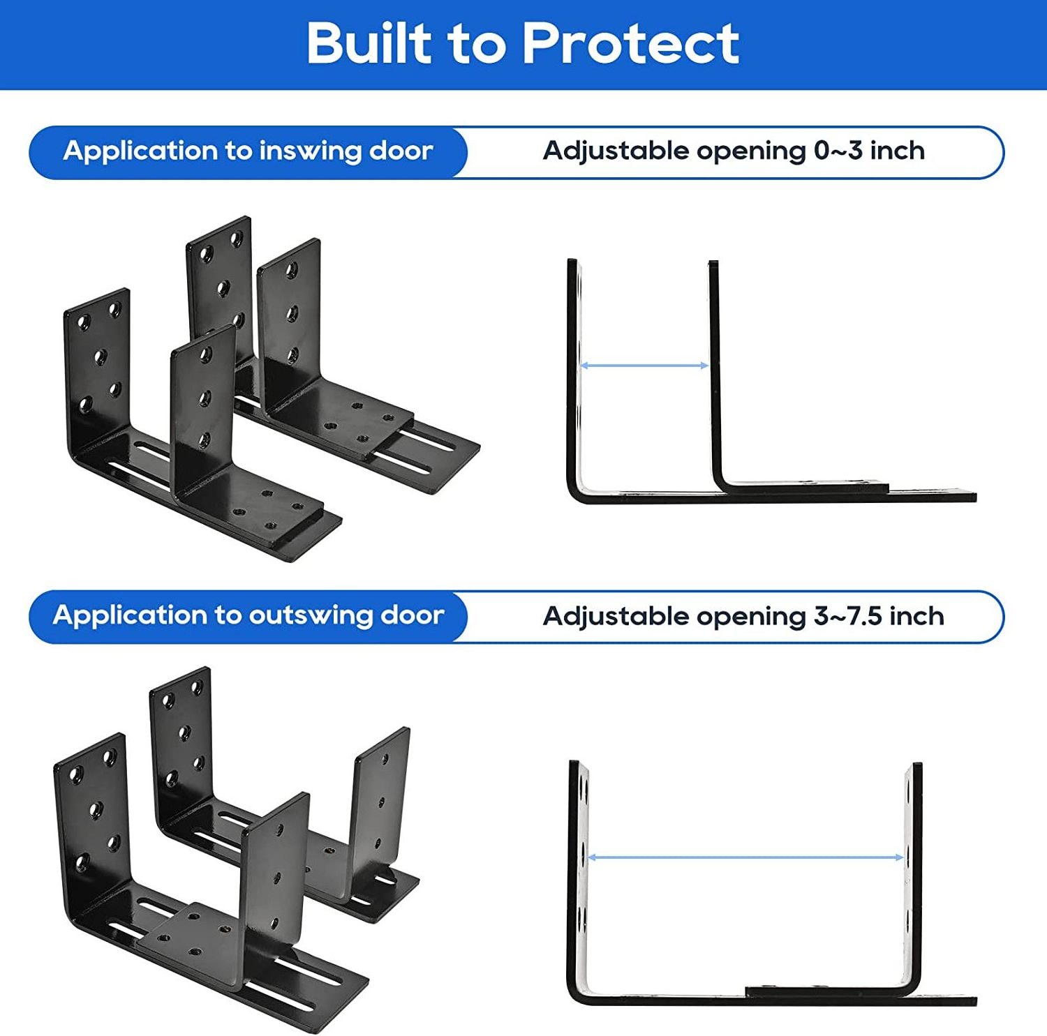 Adjustable Door Barricade Brackets Heavy Duty Open Bar Security Holder Bracket,Drop Open Bar Holder for Your Home, Barn