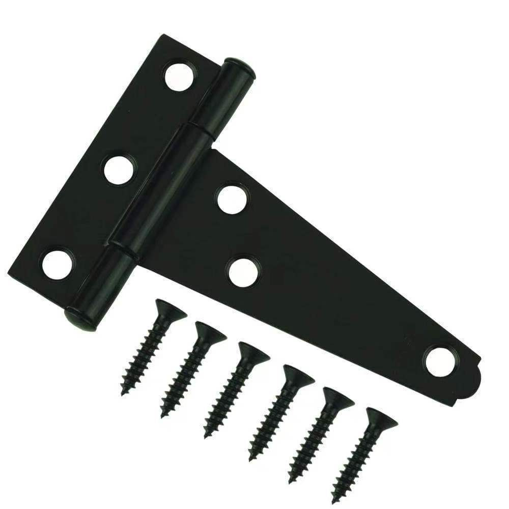 T Strap Hinges Gate Hinges 4 inch Heavy Duty for Wooden Fences Black Shed Doors Hinges Wrought Hardware Iron Rustproof