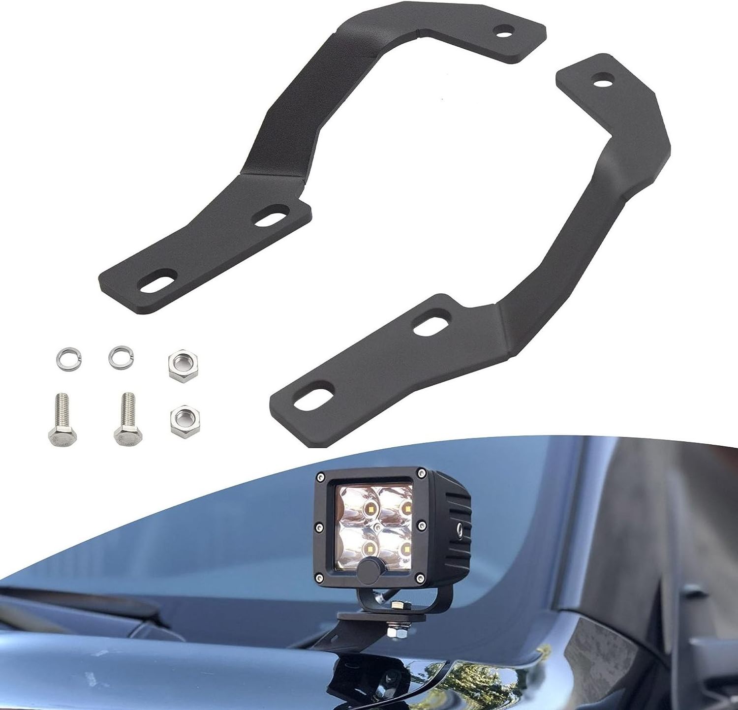 Led Rock Light Bar Bracket,LED Light Metal Hood Mount Bracket Hood Light Brackets Compatible for Toyota Tacoma 4 Runner