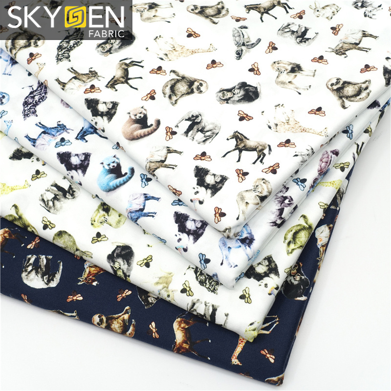 Skygen hot sale high quality wholesale new style soft sateen weave 118gsm 100% cotton digital print design stretch fabric