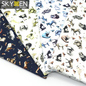 Skygen hot sale high quality wholesale new style soft sateen weave 118gsm 100% cotton digital print design stretch fabric