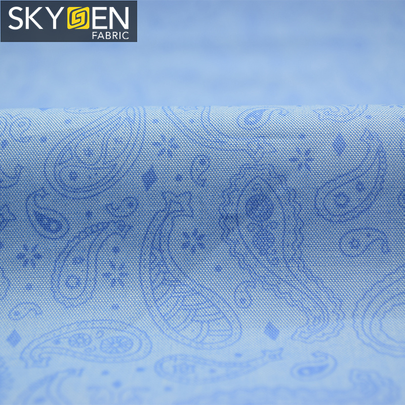 Skygen wholesale stocklot muslin printed 100% organic cotton paisley shirting fabric