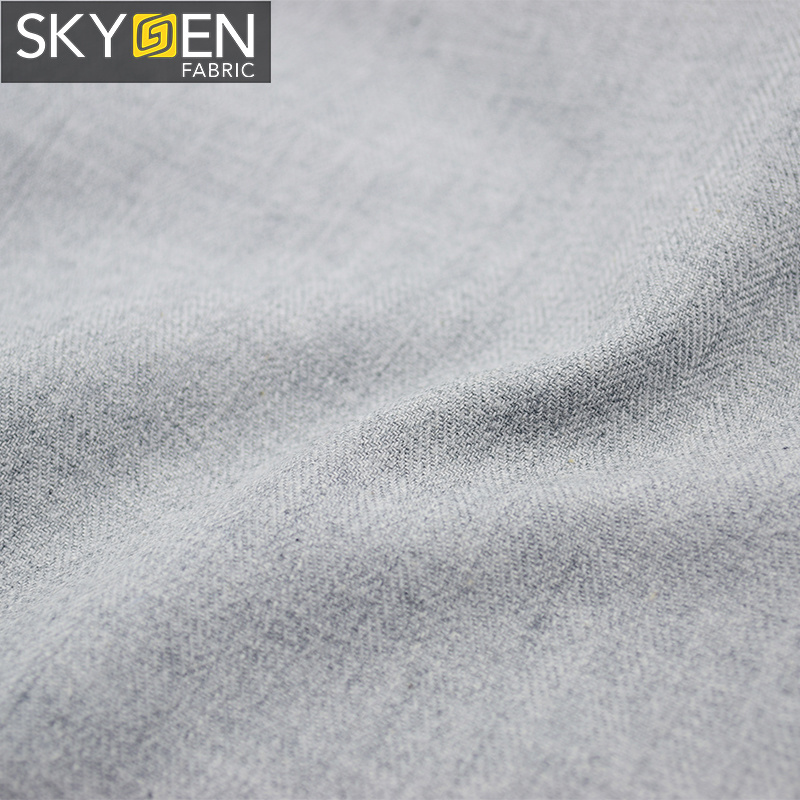 Skygen 2019 new solid color peach finish woven 180 gsm 100% cotton herringbone shirting twill fabric by the yard