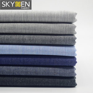 Skygen plain weave soft shirt 100% cotton yarn dyed blue grey melange color yarn shirt fabric