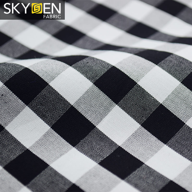 Guangzhou skygen red grey brown woven 100 cotton tartan plaid sewing shirt checked fabric