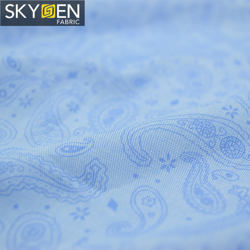 Skygen wholesale stocklot muslin printed 100% organic cotton paisley shirting fabric