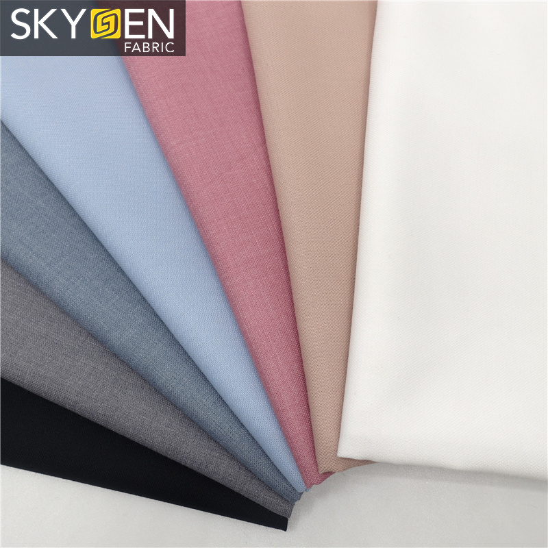 Skygen new solid pure color wholesales viscose fabric rayon polyester viscose tetron fabric