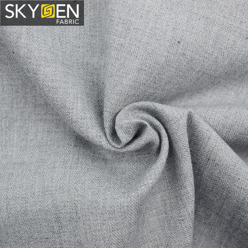 Skygen 2019 new solid color peach finish woven 180 gsm 100% cotton herringbone shirting twill fabric by the yard