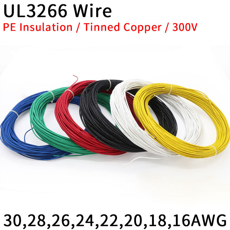 3266 Top Quality 30 28 26 24 22 20 18 16 AWG High Temperature Cable 300V PE Insulation Low Smoke Halogen Free Electric Wire