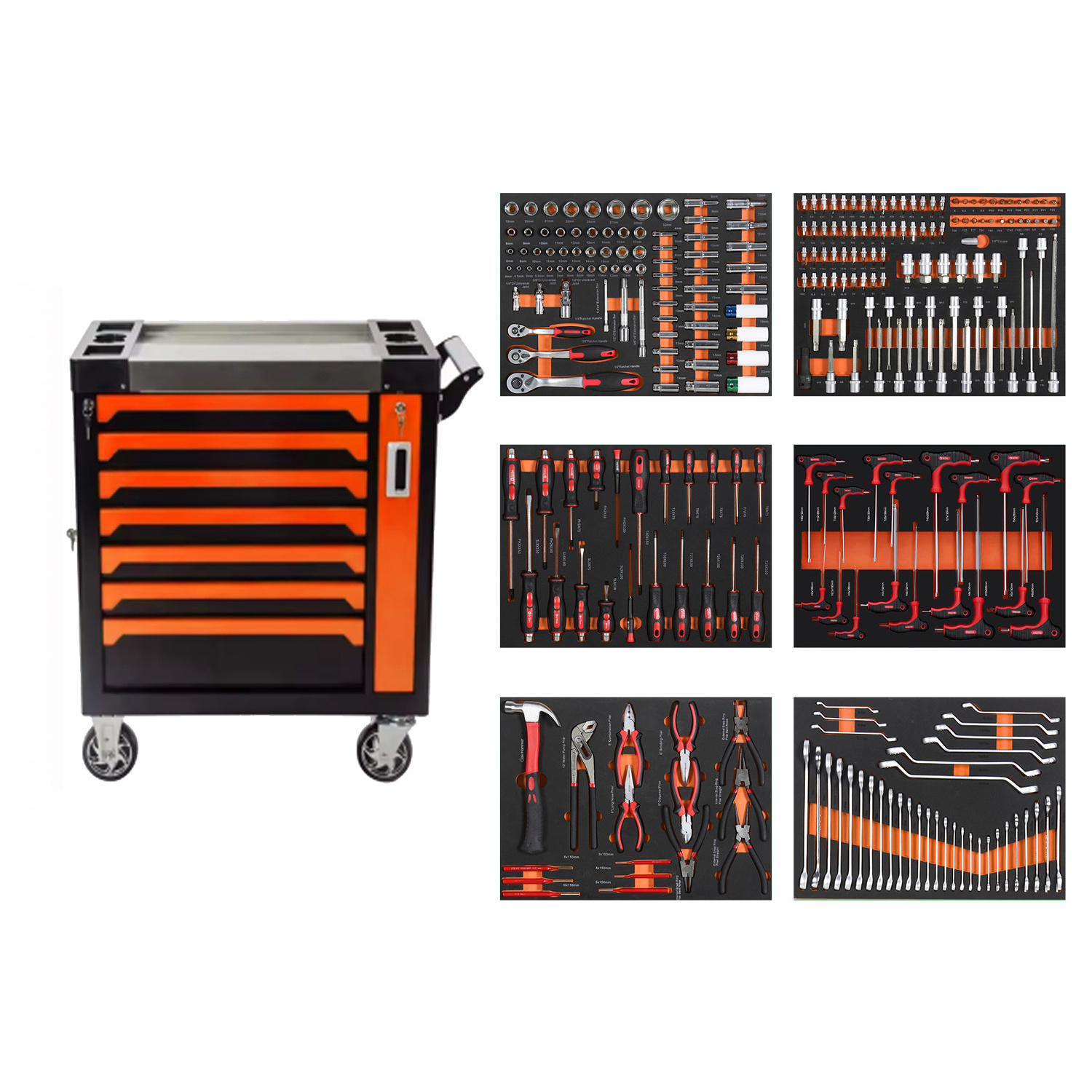 Metal Auto Repair 7 Drawers Roller Cabinet Tool Trolley Mobile Toolbox Steel Rolling Tool Cabinet Stainless Steel Tool Chest