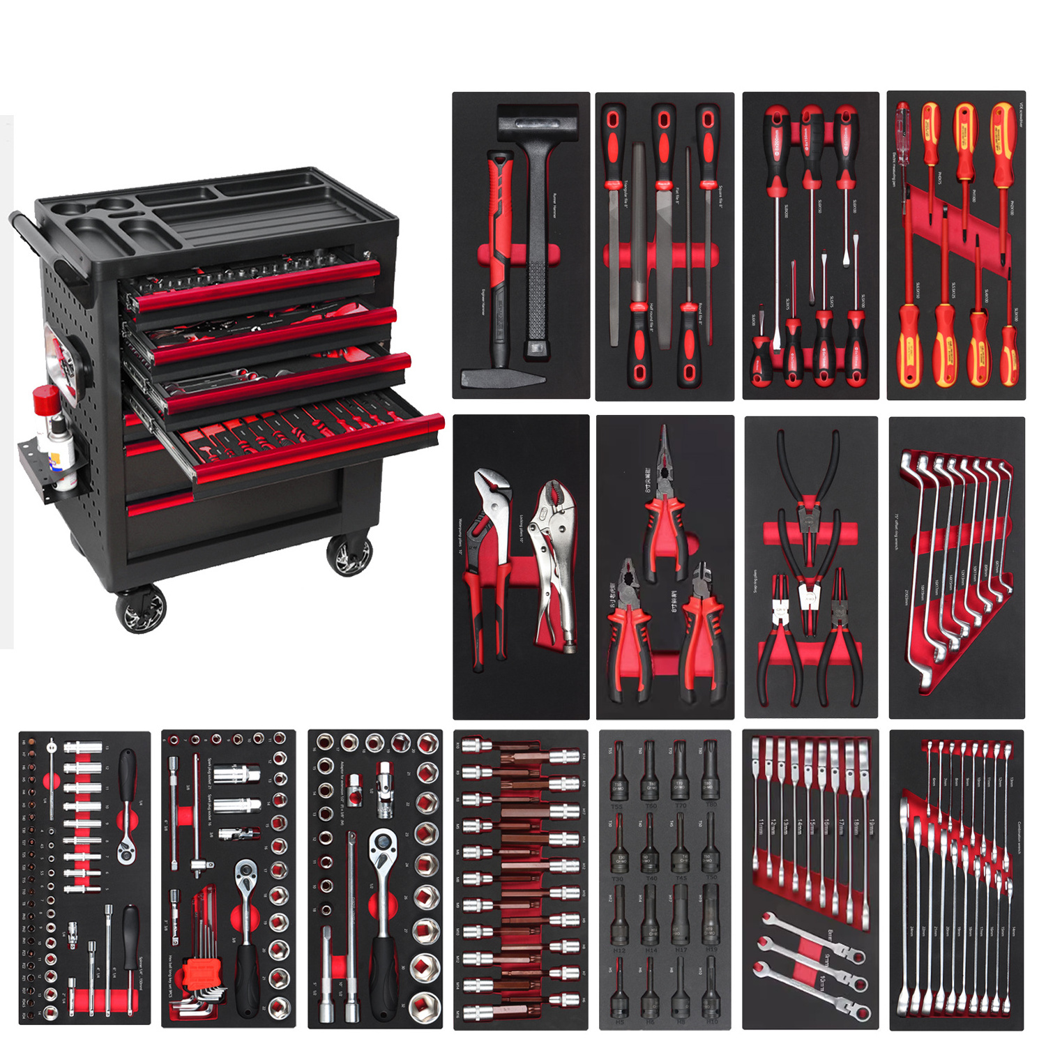 Metal Auto Repair 7 Drawers Roller Cabinet Tool Trolley Mobile Toolbox Steel Rolling Tool Cabinet Stainless Steel Tool Chest