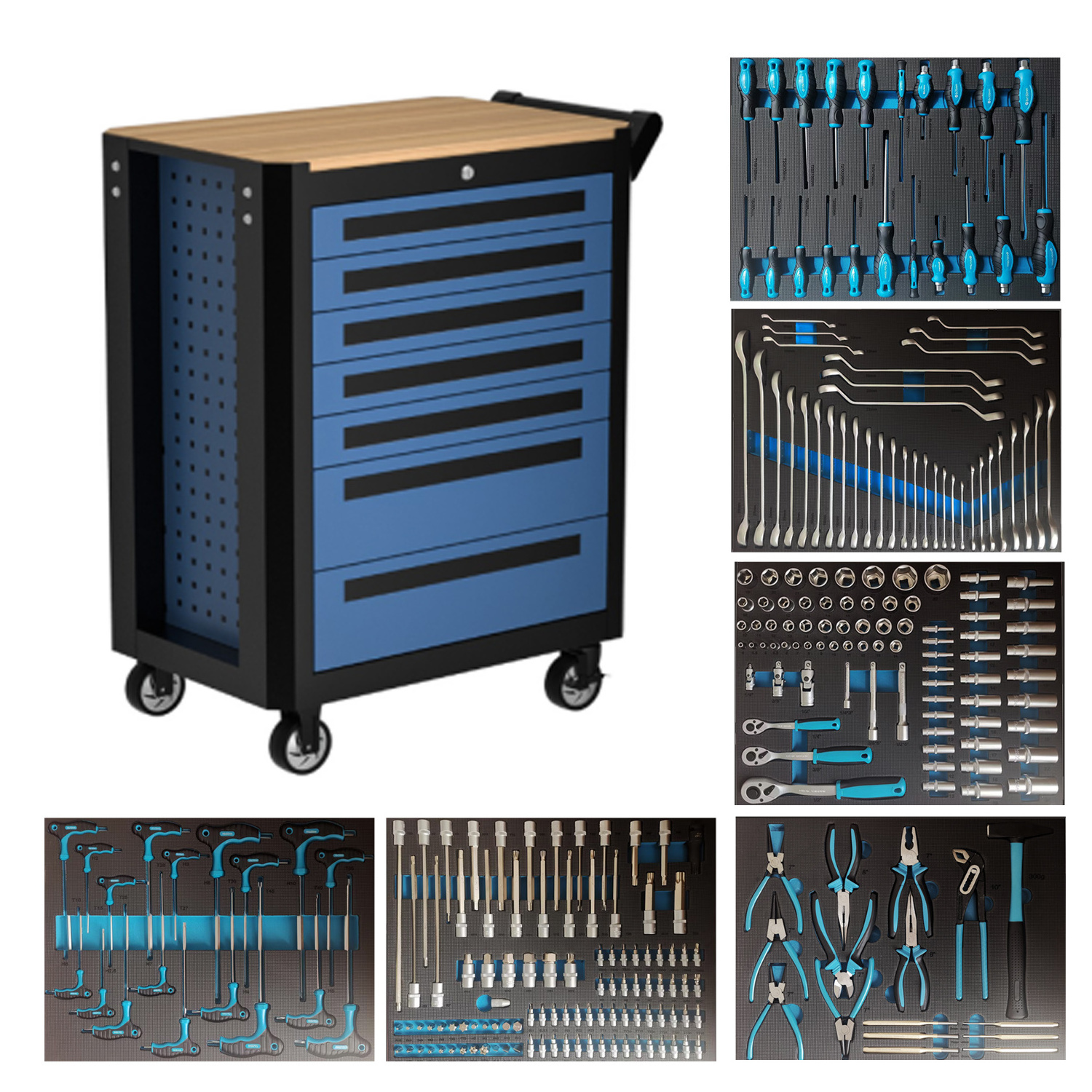 Metal Auto Repair 7 Drawers Roller Cabinet Tool Trolley Mobile Toolbox Steel Rolling Tool Cabinet Stainless Steel Tool Chest