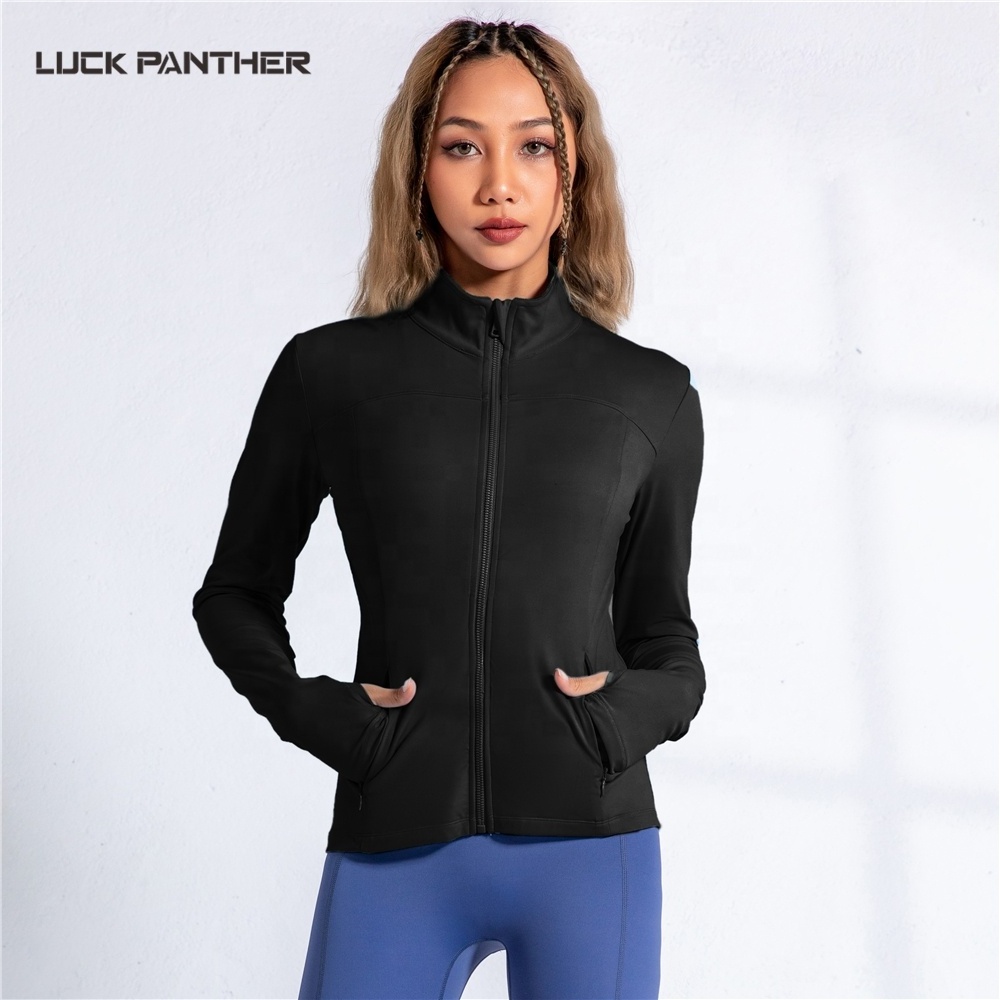 Lightweight Slim Fit Women Long Sleeve Full Zip up Sports Yoga Tops Stretchy Gym Workout Running Track Jackets with Thumb Holes