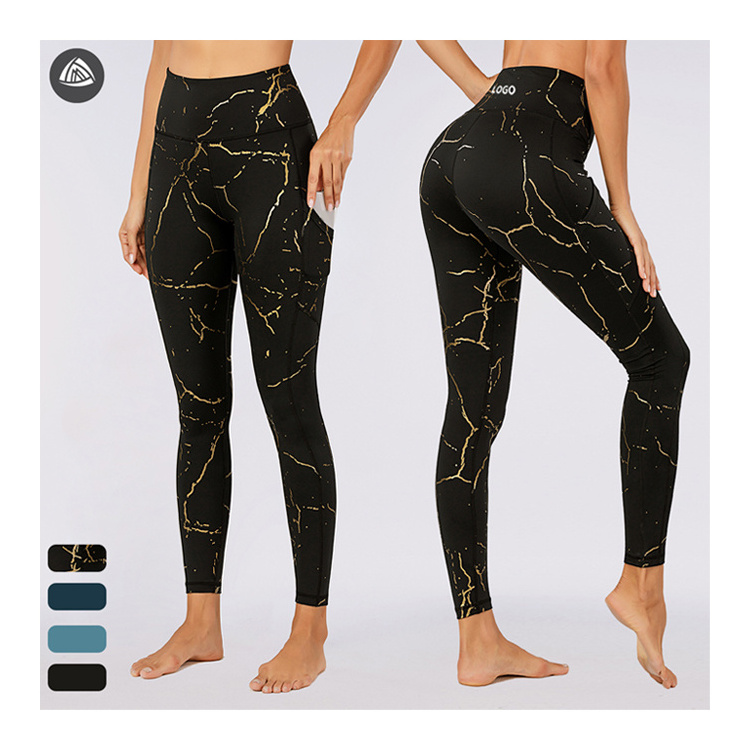 OEM Printed Leggings For Women Yoga Leggings Printed High Waist Yoga Pants With Pockets