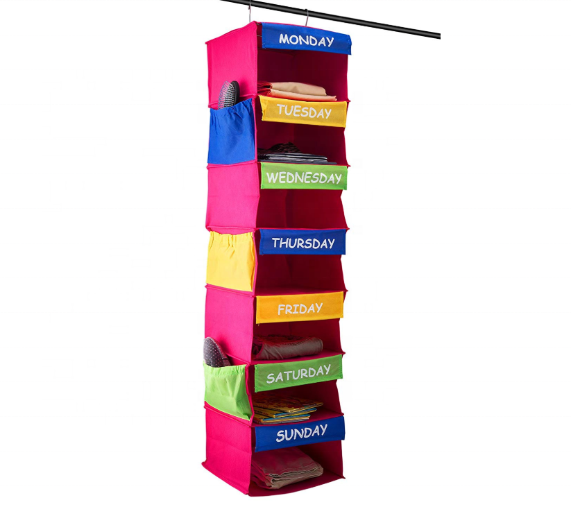 Hot Sale Hanging Kids Storage Organizer 7 Shelf Portable Closet Hanging Closet Organizer Kids room Storage bags Education Toy