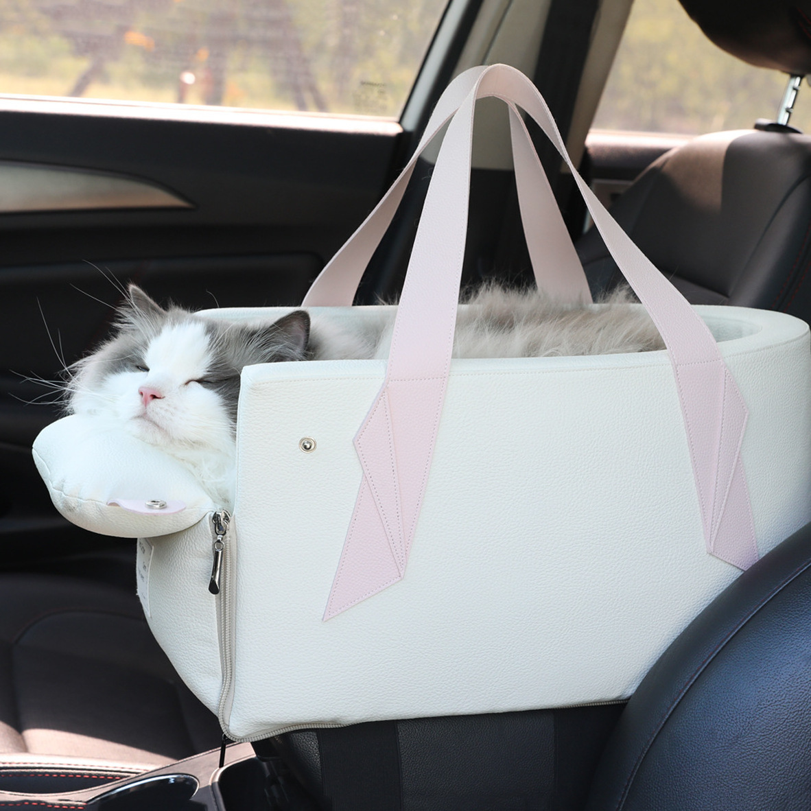 Customized Washable Dog Carrier Bags Pet Car Booster Seat Detachable Center Armrest Cat Travel Bed Dog Car Seat For Small Dogs