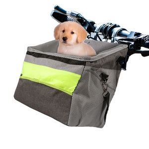 Dog Bike Basket Small Pet Carrier Bag  Front Removeable Pet Bicycle Basket -Travel Safety