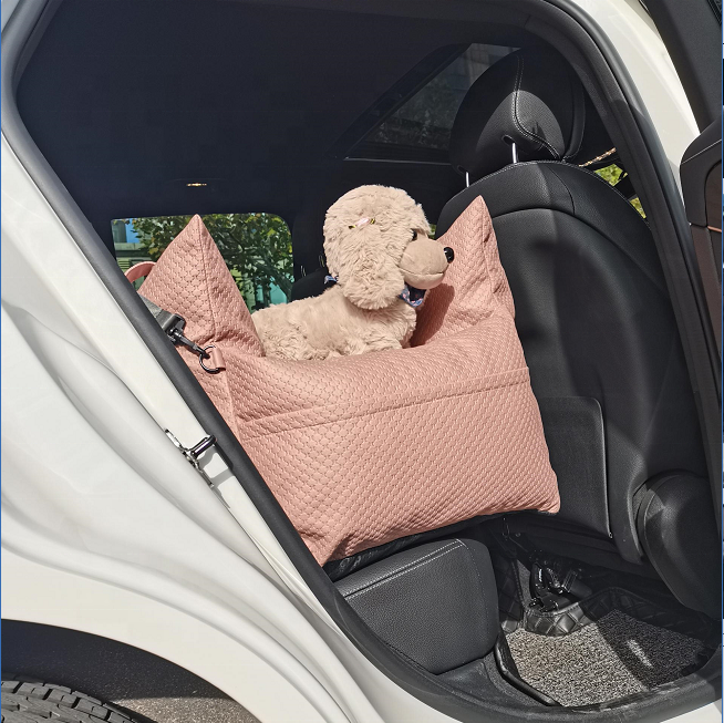 Luxury Dog Car Seat Pet Booster Car seat cover Travel Dog Bed Pet Carrier with safe belt and Dog Leash with Customized Logo