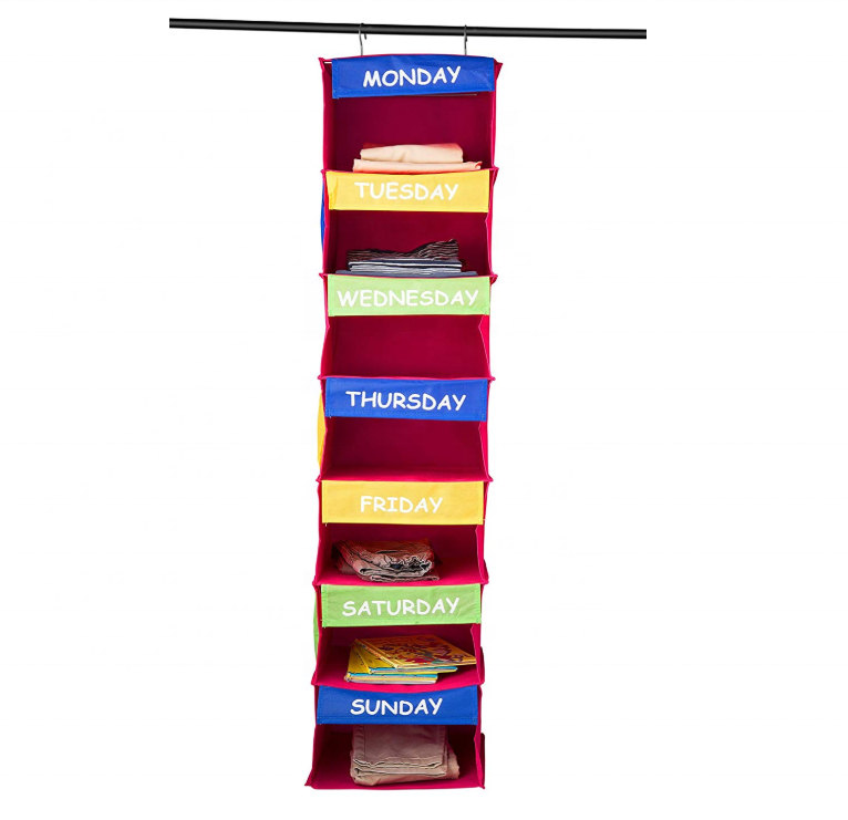 Hot Sale Hanging Kids Storage Organizer 7 Shelf Portable Closet Hanging Closet Organizer Kids room Storage bags Education Toy