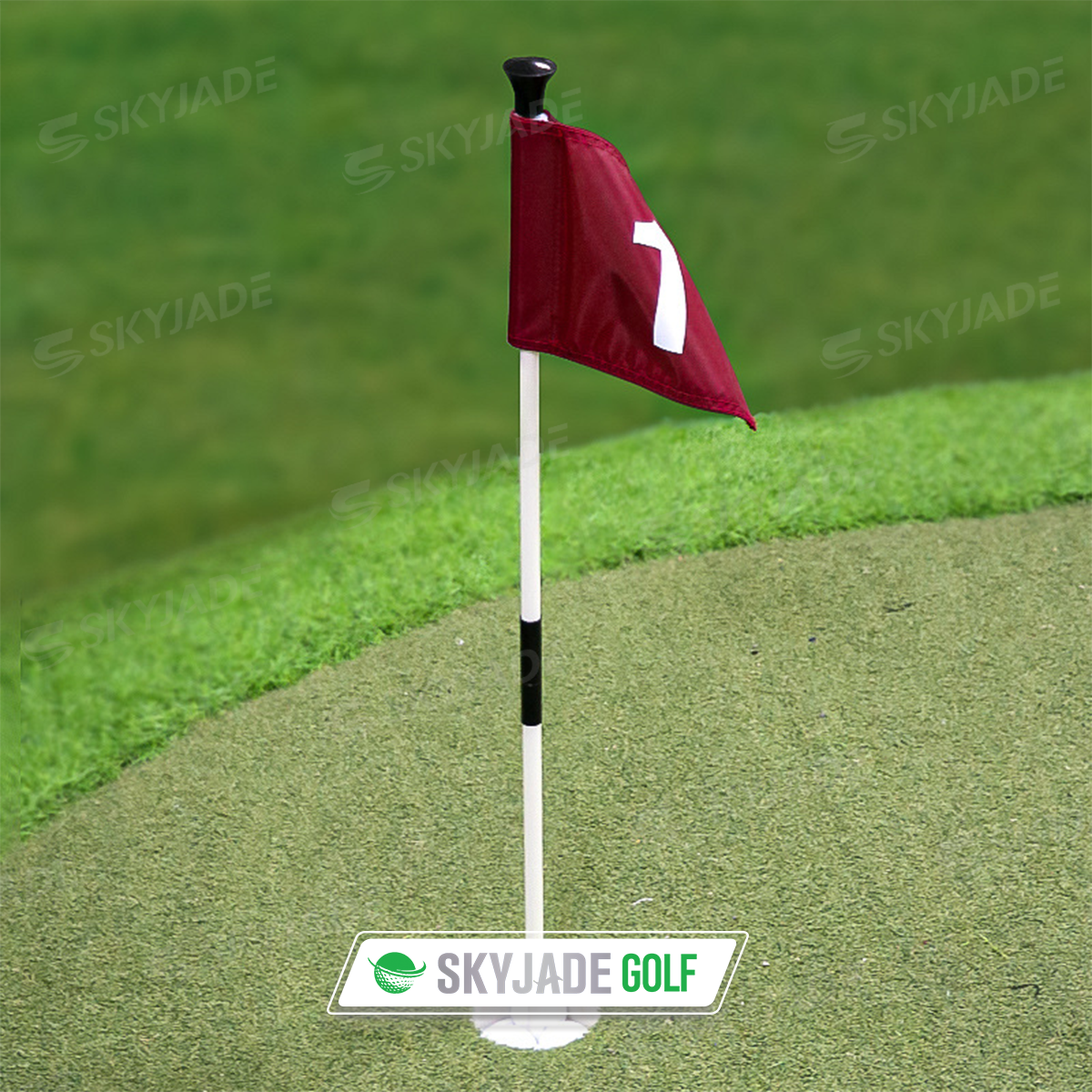 Flaf and Flagpole SKYJADE GF01 Backyard Practice Golf Hole Pole Cup and Flag Sticks Golf Putting Green Flagpoles