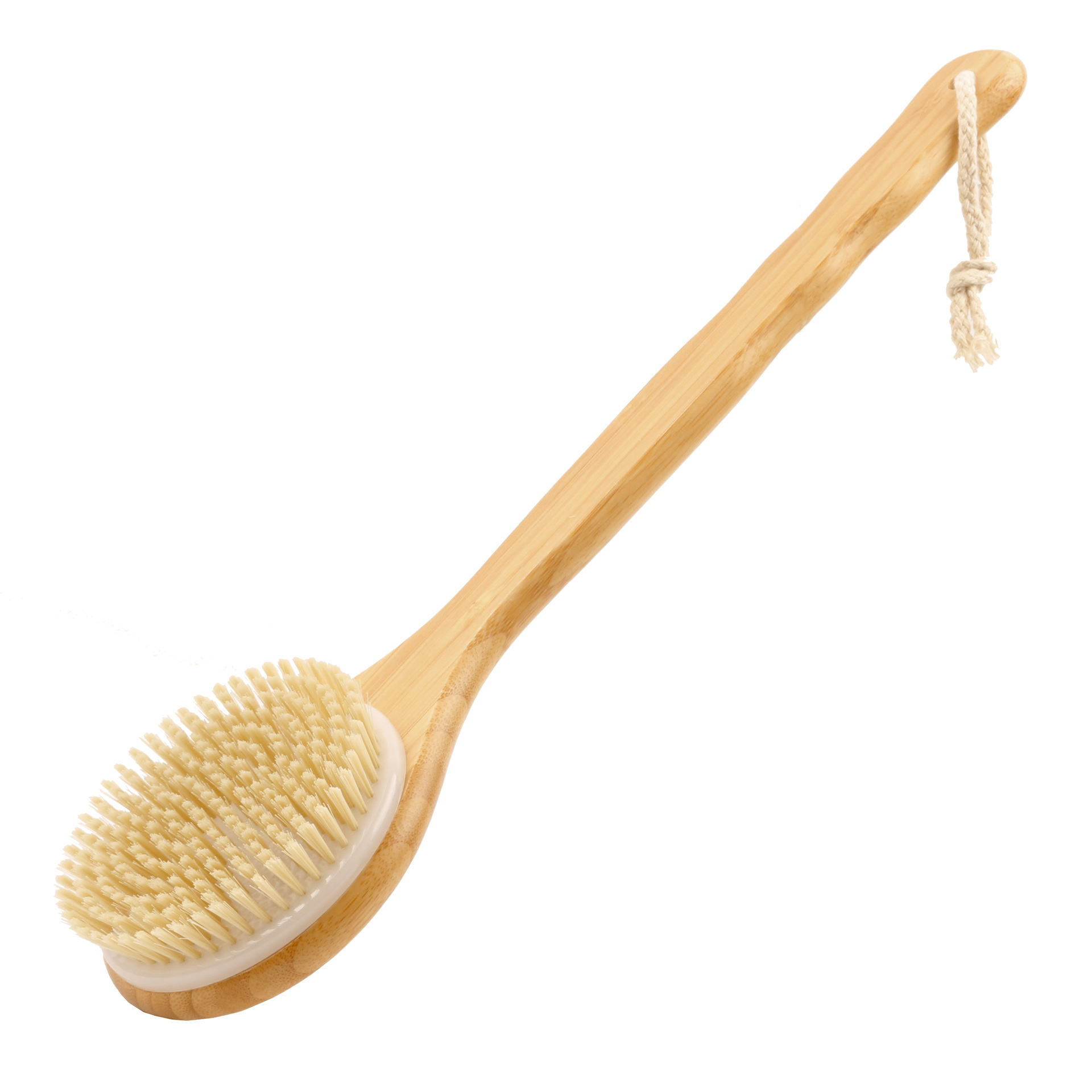 Bamboo Bath Dry Body Brush Natural Bristles Back Scrubber With Long Handle