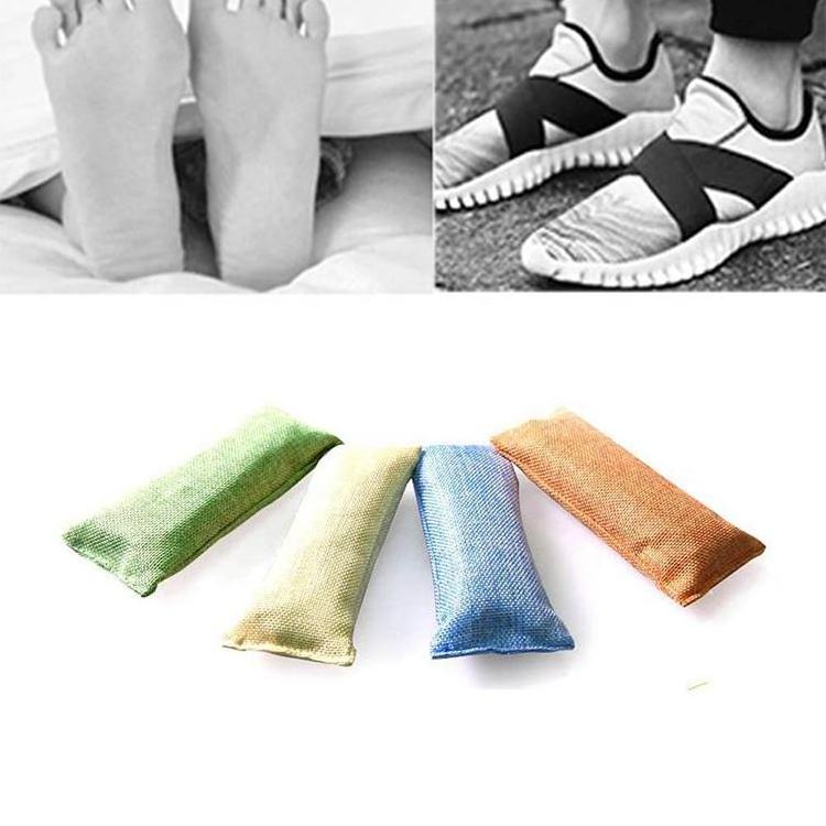 2-Pack Customizable Bamboo Charcoal Air Purifying Bags 75g Green Linen Bags for Shoes and Odor Control