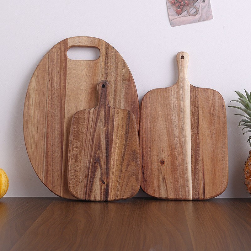 Custom Logo Kitchen Wooden Chopping Boards Bamboo Acacia Wood Black Walnut Acacia Wood Paddle Cutting Board with Handle