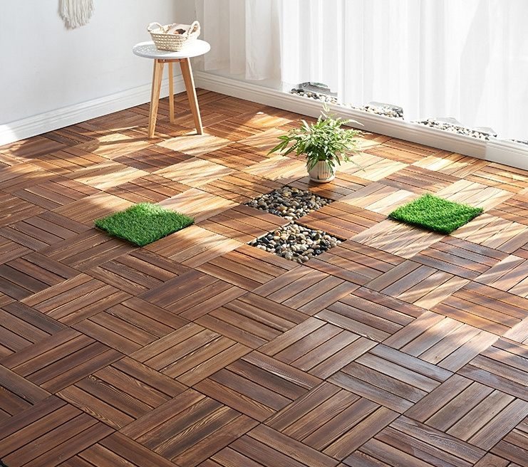 Interlocking Wooden Decking Tiles 30x30cm Outdoor Patio Garden Floor Terrace Wood Deck Tiles For Garden