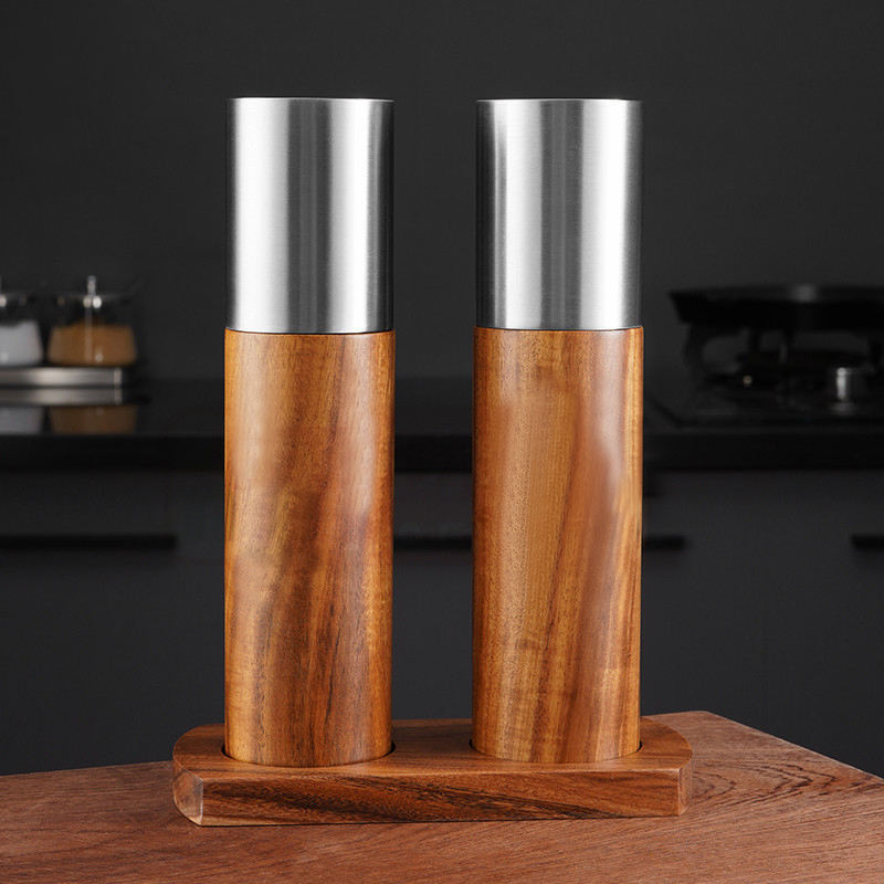 High Quality Adjustable Coarseness 8 Inches Acacia Wood Pepper Mill Salt Grinder Pepper Grinder Mill For Kitchen